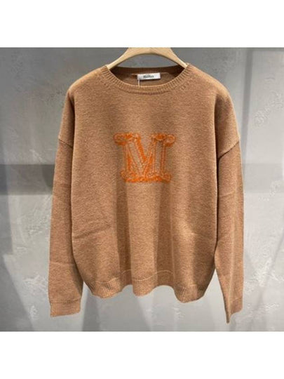 Edo M Logo Cashmere Knit Top Brown - MAX MARA - BALAAN 2