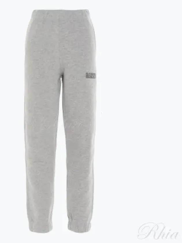 Side Logo Cotton JoGGer Track Pants Grey - GANNI - BALAAN 2