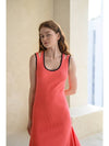 Caisienne slim fit sleeveless slit unbalanced knit dress_coral - CAHIERS - BALAAN 5