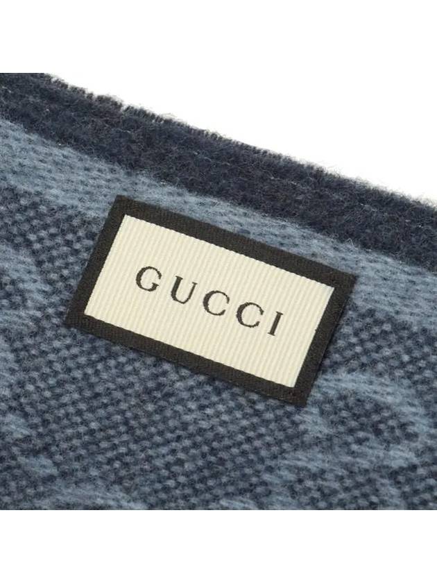 GG Web Wool Muffler Blue - GUCCI - BALAAN 4