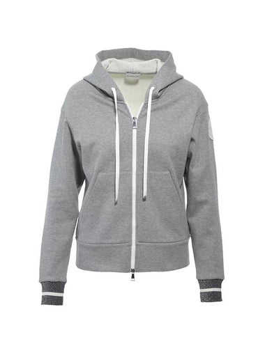 Women's Logo Patch Zip Up Hoodie Grey - MONCLER - BALAAN 1