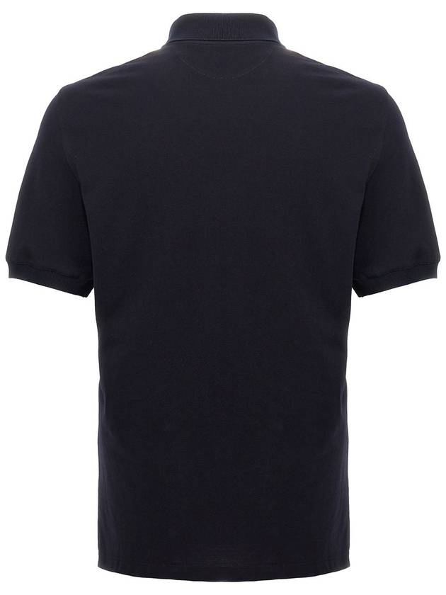 Printed Logo Cotton Polo Shirt Navy - BRUNELLO CUCINELLI - BALAAN 3