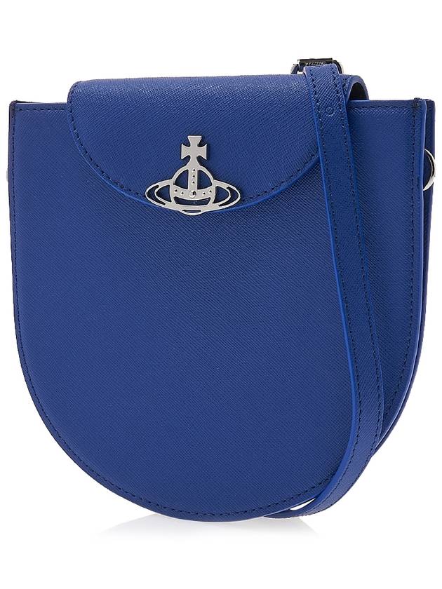 Half Moon Saddle Saffiano Leather Cross Bag Blue - VIVIENNE WESTWOOD - BALAAN 3