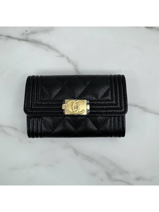 Boy Snap Card Holder Wallet Black Gold A80603 - CHANEL - BALAAN 2