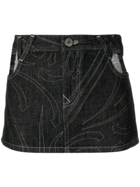 decorated stitch denim H-line skirt black - VIVIENNE WESTWOOD - BALAAN.