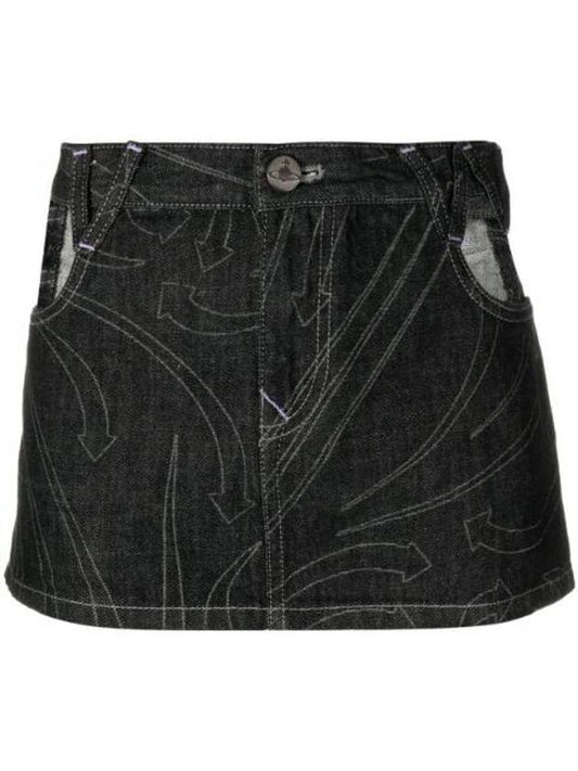 decorated stitch denim H-line skirt black - VIVIENNE WESTWOOD - BALAAN 1