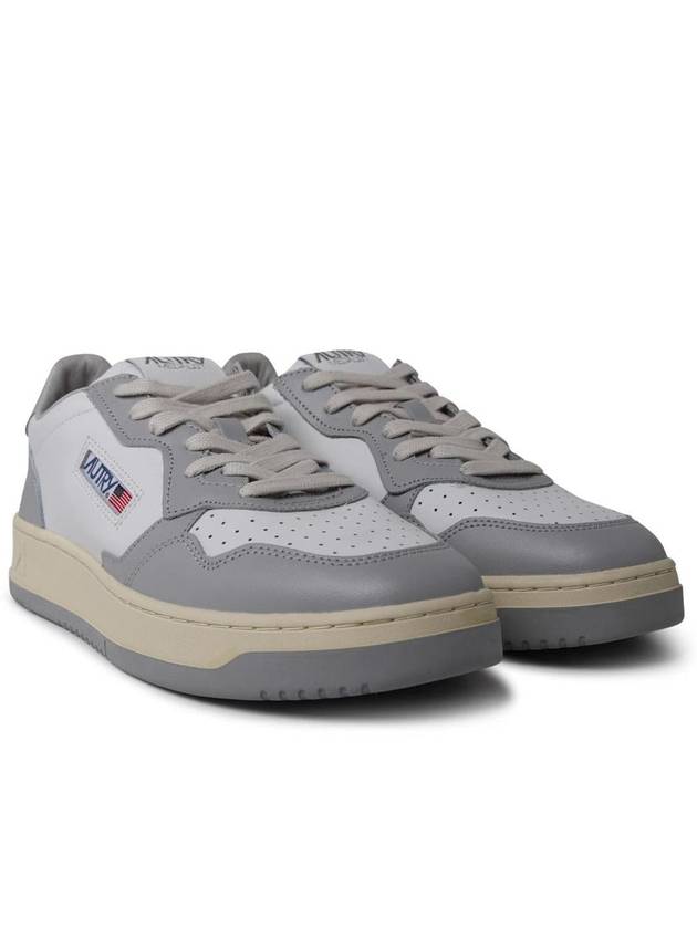 Men's Medalist Low Leather Sneakers Grey White - AUTRY - BALAAN 3