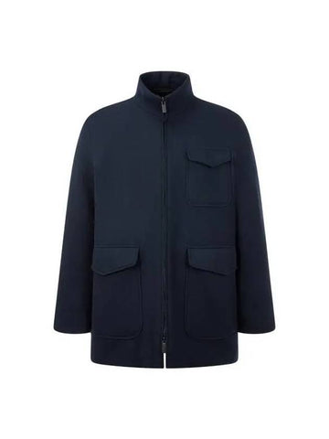 Men s Wool Wide Zip up Coat Navy 270192 - GIORGIO ARMANI - BALAAN 1