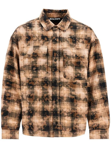 'flannel shirt with curved logo - PALM ANGELS - BALAAN 1