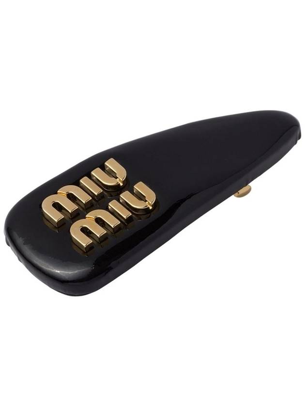 Logo Patent Leather Hair Clip Black - MIU MIU - BALAAN 4