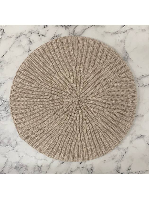 Logo Rib Edge Wool Beret Sand - GANNI - BALAAN 5