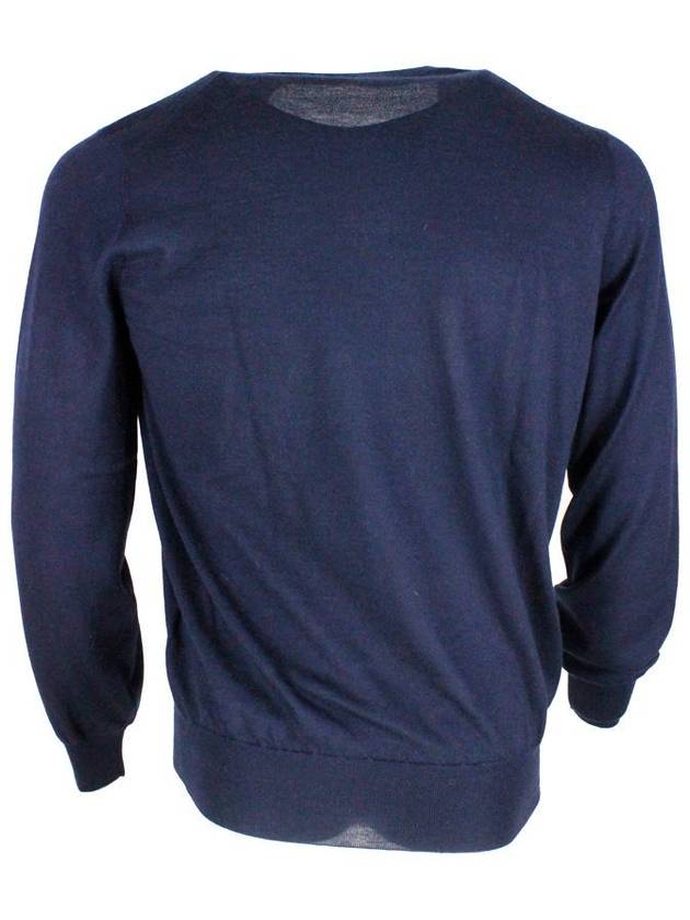 Men's V-neck Knit Top Deep Blue - BRUNELLO CUCINELLI - BALAAN 4