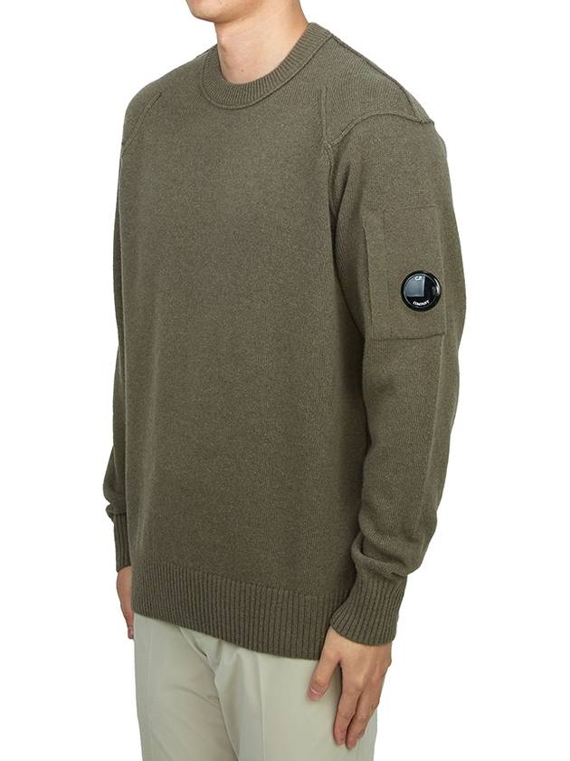 Lambswool GRS Crew Neck Knit Top Beige - CP COMPANY - BALAAN 3