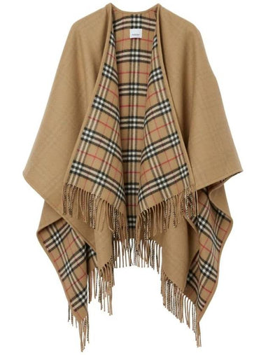 WoMen's Check Reversible Wool Cape Beige - BURBERRY - BALAAN 1