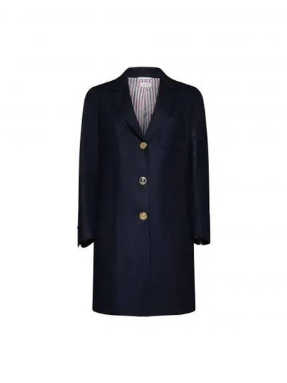 Flannel Sack 4 Bar Wool Cashmere Single Coat Navy - THOM BROWNE - BALAAN 2