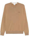 Crew Neck Merino Wool Knit Top Brown - LACOSTE - BALAAN 1