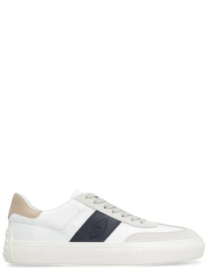 Leather Suede Low Top Sneakers White Navy - TOD'S - BALAAN 2