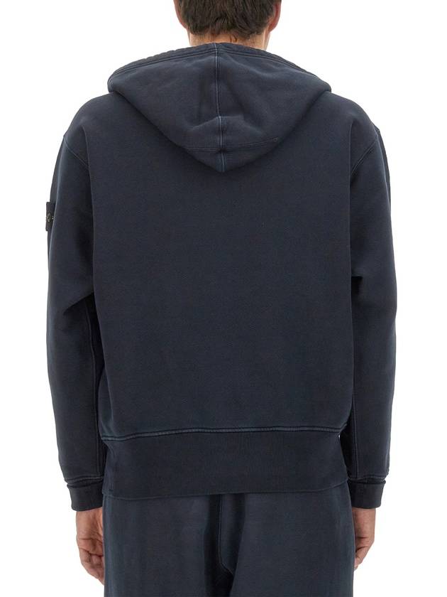 Men's Oversized Cotton Hoodie Navy - STONE ISLAND - BALAAN 5