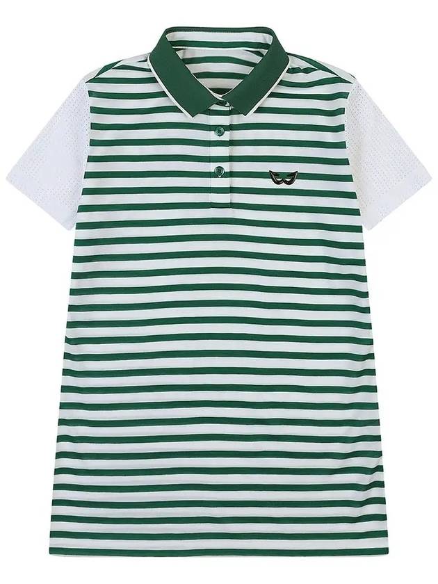 Poly Rayon Stripe Yoko Golf T-Shirt GREEN - WHITEBALL - BALAAN 7