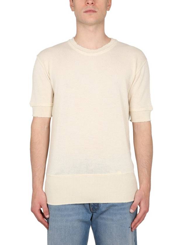 Signature Stitch Linen Knit Top Off White - MAISON MARGIELA - BALAAN 2