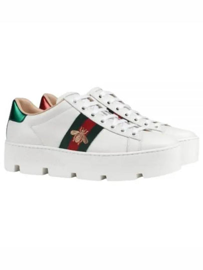 Ace Embroidered Bee Platform Low Top Sneakers White - GUCCI - BALAAN 2