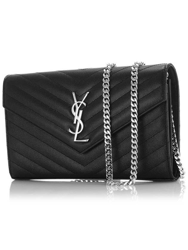 Cassandre Matelasse Chain Cross Bag In Grain de Poudre Embossed Leather Black - SAINT LAURENT - BALAAN 3