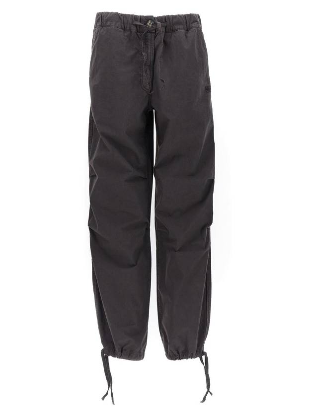 Drawstring Washed Cotton Track Pants Phantom - GANNI - BALAAN 1