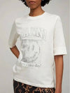 Smile Logo Vintage Print Paneled Cotton TShirt - GANNI - BALAAN 3