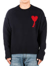 Big Heart Logo Wool Knit Top Navy - AMI - BALAAN 2