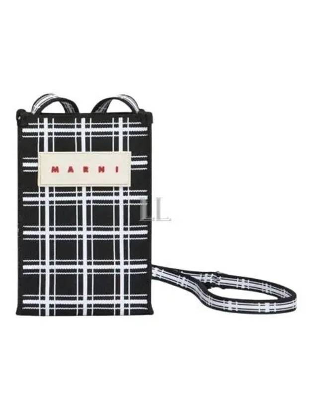 Plaid Logo Patch Checked Cross Bag Black - MARNI - BALAAN 2