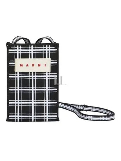 Plaid Logo Patch Checked Cross Bag Black - MARNI - BALAAN 2