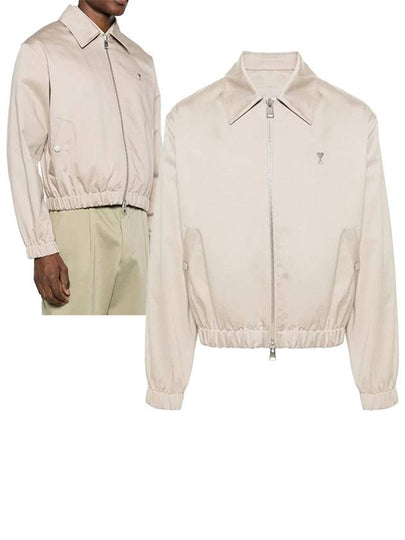 De Coeur Logo Zip-up Jacket Light Beige - AMI - BALAAN 2