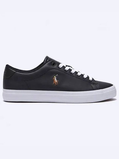 Logo Leather Low Top Sneakers Black - POLO RALPH LAUREN - BALAAN 2