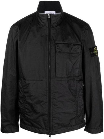 Men's Wappen Patch Membrana 3L TC Nylon Jacket Black - STONE ISLAND - BALAAN 1