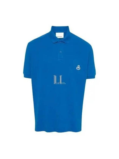 Afko Logo Cotton Polo Shirt Blue - ISABEL MARANT - BALAAN 2