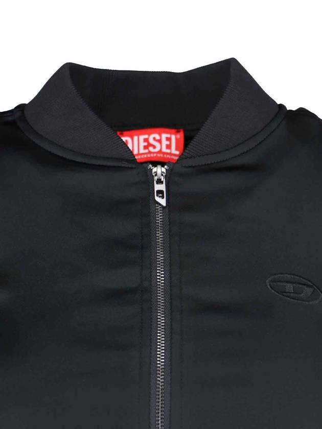 G Oper Rib Knit Stretch Satin Zip-Up Jacket Black - DIESEL - BALAAN 4