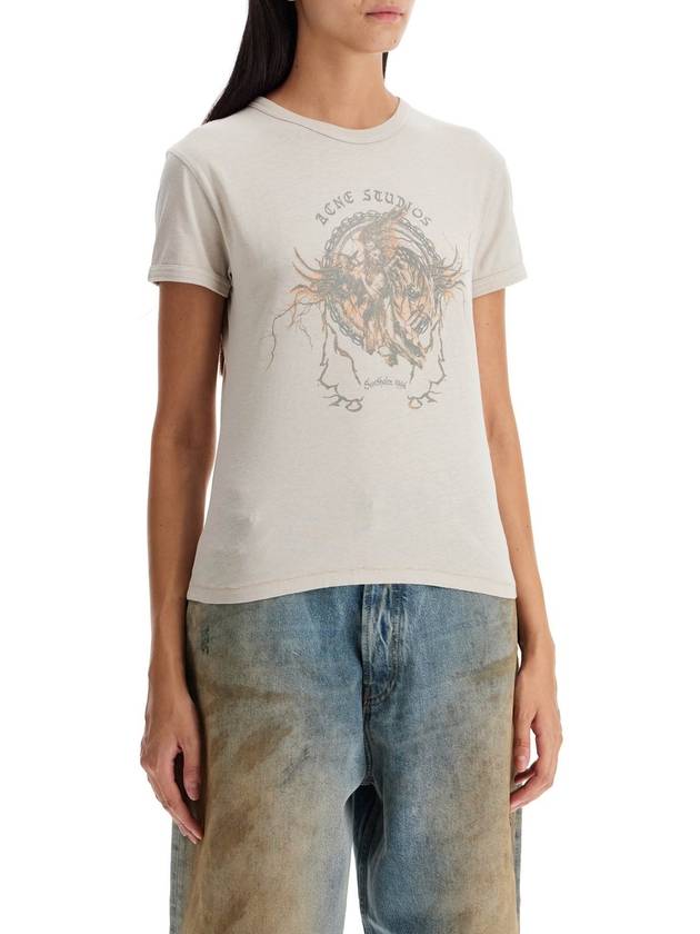 Printed Short Sleeve T-Shirt Faded Grey - ACNE STUDIOS - BALAAN 3