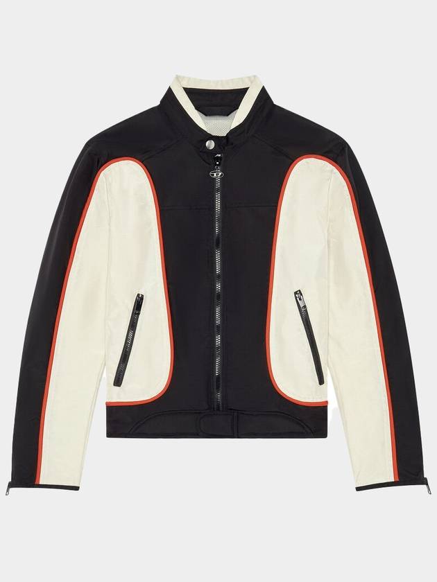 J-Blink Biker Jacket In Colour-Block Nylon Black White - DIESEL - BALAAN 2