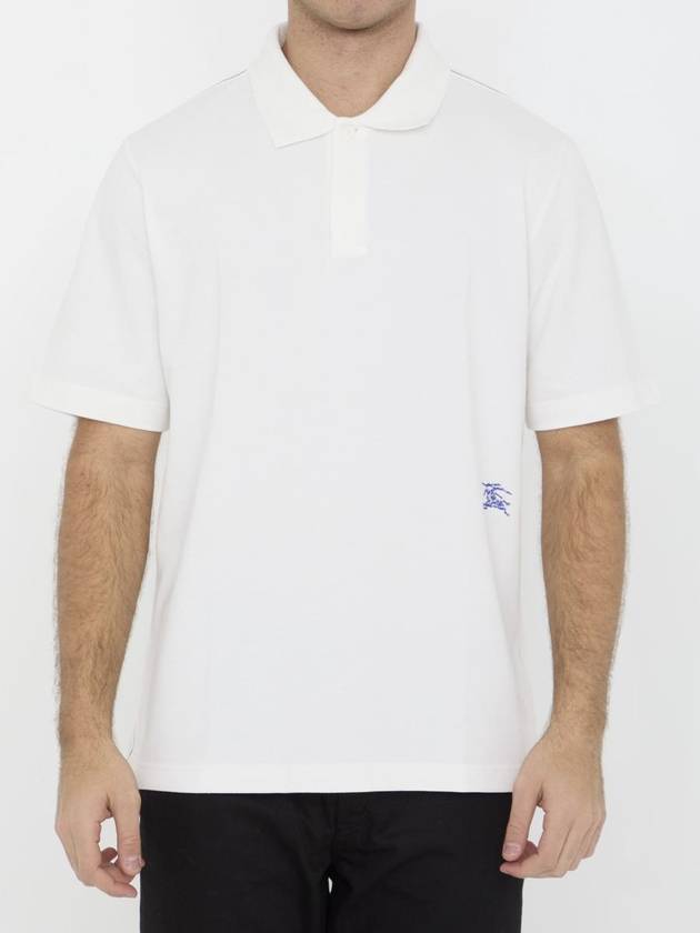 EKD Embroidery Regular Fit Polo Shirt White - BURBERRY - BALAAN 2