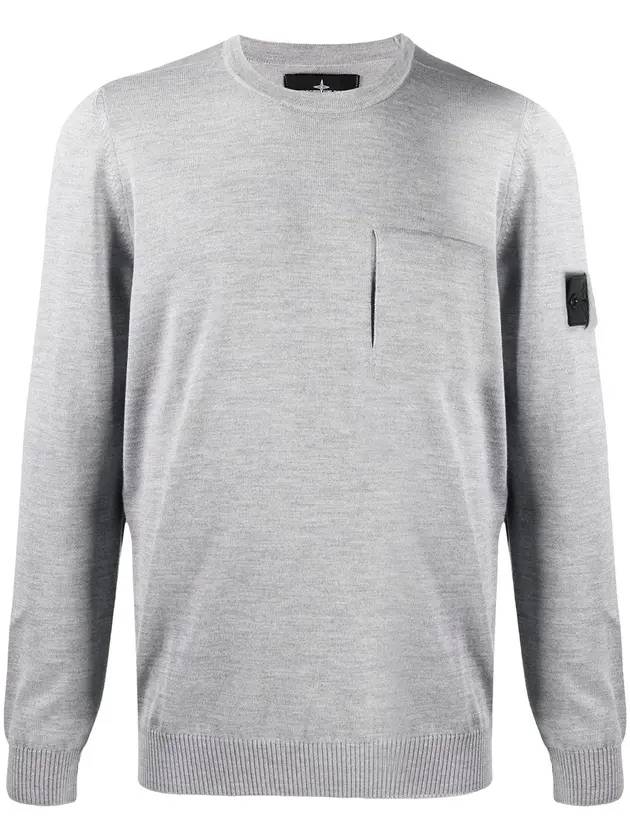 Men's Shadow Project Wappen Pocket Wool Knit Top Grey - STONE ISLAND - BALAAN 1