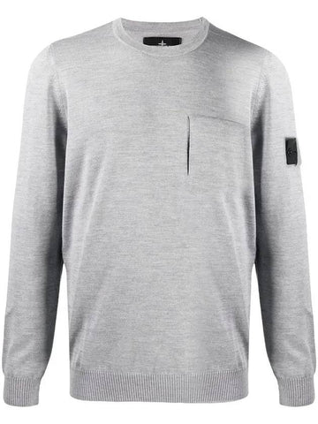 Men's Shadow Project Wappen Pocket Wool Knit Top Grey - STONE ISLAND - BALAAN 1