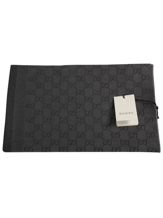 GG Jacquard Wool Silk Two-Tone Muffler Grey - GUCCI - BALAAN 3