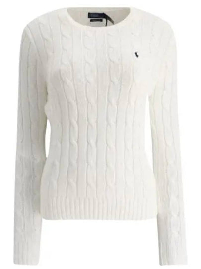 Embroidered Logo Pony Cable Knit Top White - POLO RALPH LAUREN - BALAAN 2