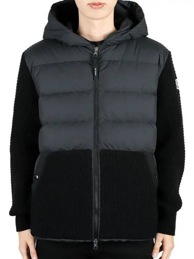 Men s logo patch wool knit mix zip up padded jacket black 9B00031 M4281 999 - MONCLER - BALAAN 1