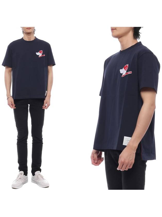 Hector Patch Short Sleeve T-Shirt Navy - THOM BROWNE - BALAAN 3