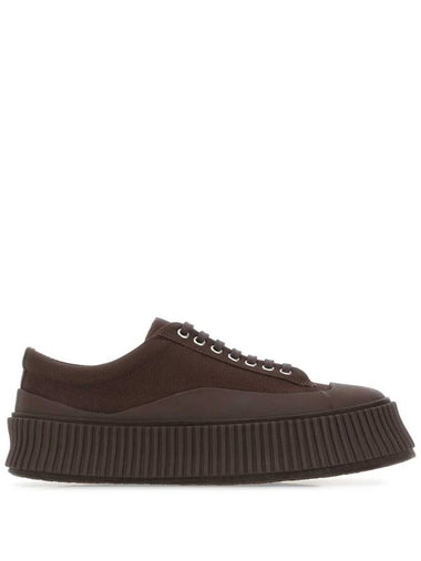 BROWN Brown canvas and rubber sneakers J15WS0002P4868 209 - JIL SANDER - BALAAN 1