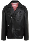 Leather Zip-Up Biker Jacket Black - ACNE STUDIOS - BALAAN 2