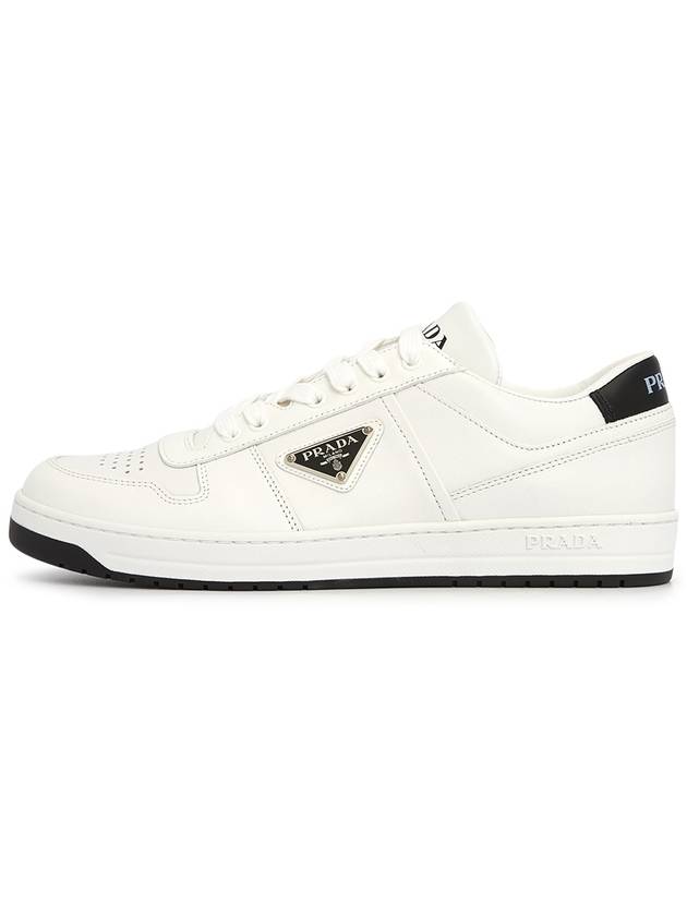 Downtown Triagle Logo Leather Low Top Sneakers White - PRADA - BALAAN 5