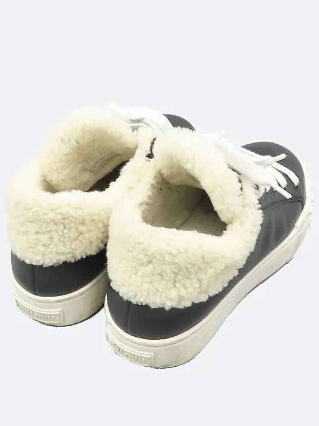 5T380D Black Leather Shearling Women s Sneakers - MIU MIU - BALAAN 4