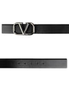 V Logo Signature Leather Belt Black - VALENTINO - BALAAN 2